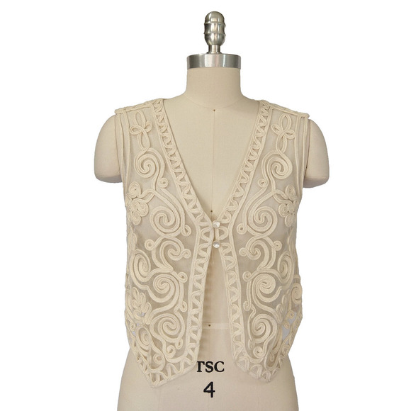 Vintage 90s Lace Vest Top Size S NWT Ice Deadstock Whimsygoth Ivory Romantic - Picture 1 of 6